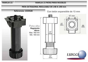 Pata Zoc ALTA OCTOGONAL 140-190
