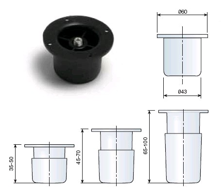 Pata sandy negra de 45 a 700 mm Regul. exterior