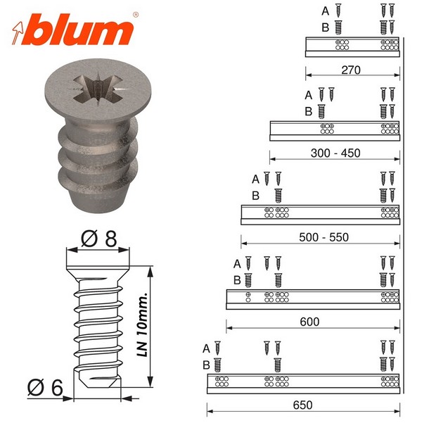 Blum Guia Tandem Blumotion LN.450mm.EXT.Parcial 30Kg. - Imagen 3