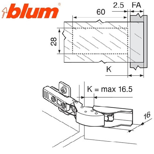 Blum Placa Cazoleta Bisagra CRISTALLO. - Imagen 3