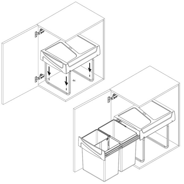 Contenedor Recycle 2x20Ltrs.Fijacion a la base Apert.Man.GA - Imagen 6