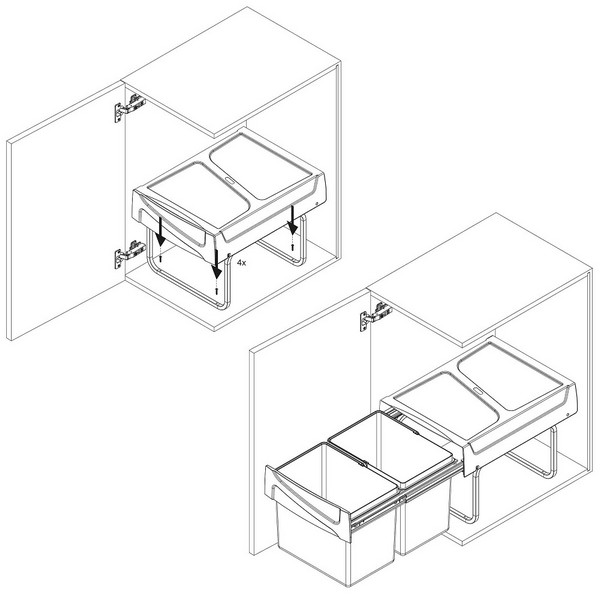 Contenedor Recycle 2x15Ltrs.Fijacion a la base Apertu.Man.GA - Imagen 6