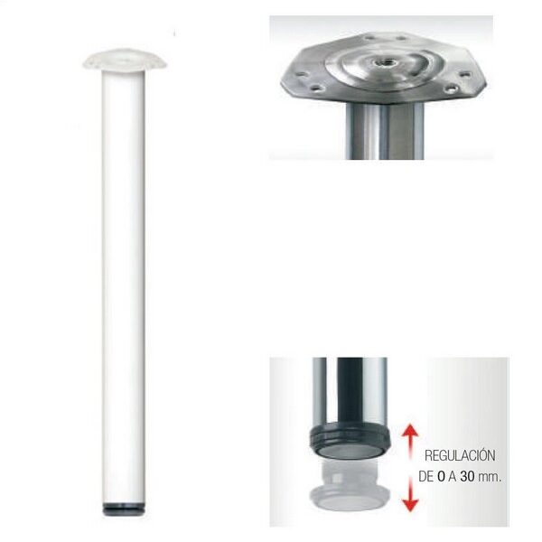 Pata PENINSULA/MESA Ø60mm.Alt. 830<860mm.C/Regulación Blanca