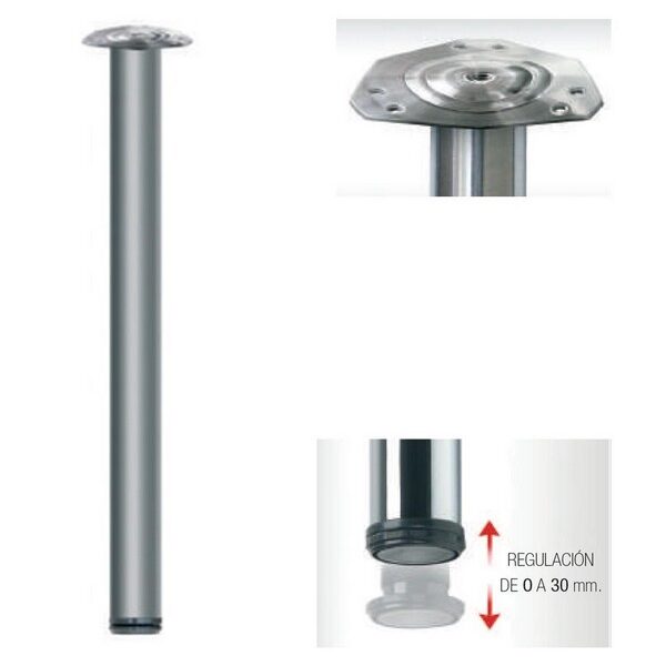 Pata PENINSULA/MESA Ø60mm.Alt. 830<860mm.C/Regulación Pt.Gr.