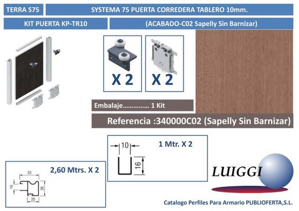 Kit Puerta S/75 ref:KP-TR10 Roble Sin Barnizar