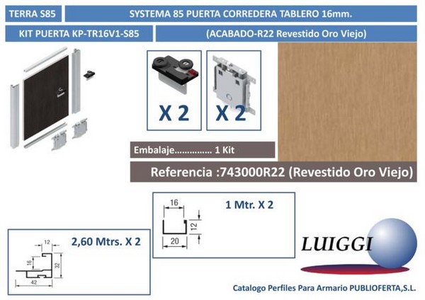 Perfil Tirador S/85 ref:TR19-S85 2,9 m.Plata Mate