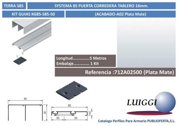 Kit De Guias S/85 ref:KG85-S85-50 5 m.Plata Mate