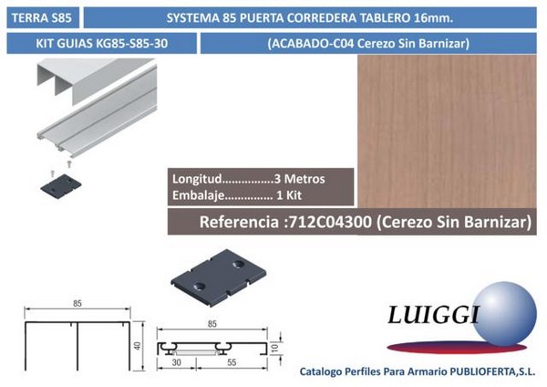 Kit De Guias S/85 ref:KG85-S85-30 3 m.Cerezo Sin Barnizar