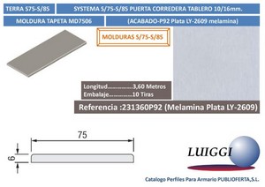 Moldura MDF Tapeta ref.MD7506 3,6 m.Plata LY-2609